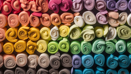 A heap of elegant striped headwear variations generated by artificial intelligenceの素材