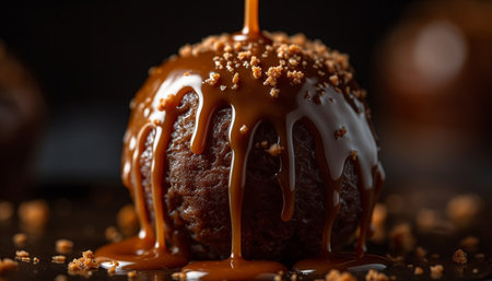 Homemade dessert plate fudge, cookie, fruit, candy generated by artificial intelligenceの素材