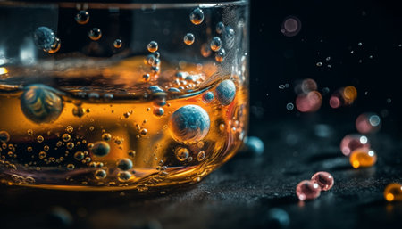 Luxury whiskey pouring into crystal glass, celebration night generated by artificial intelligenceの素材