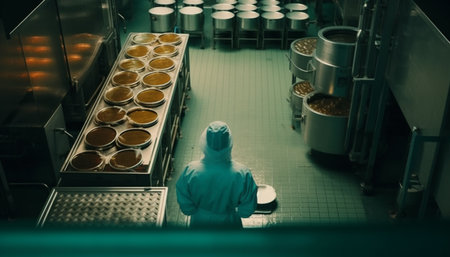 Men in uniform working with industrial equipment generated by artificial intelligenceの素材