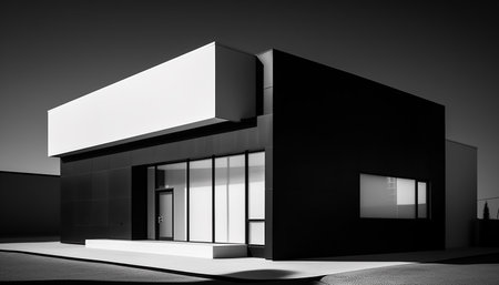 Modern architecture design with clean glass facade generated by artificial intelligenceの素材