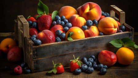 Abundant summer fruit basket, a healthy refreshment generated by artificial intelligenceの素材