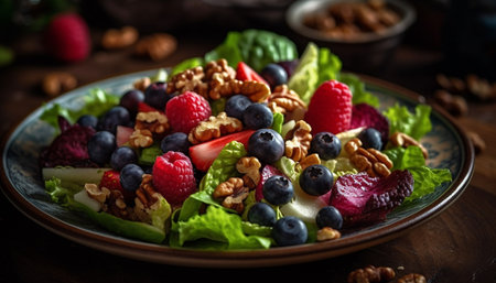 Fresh berry salad a healthy gourmet indulgence generated by artificial intelligenceの素材