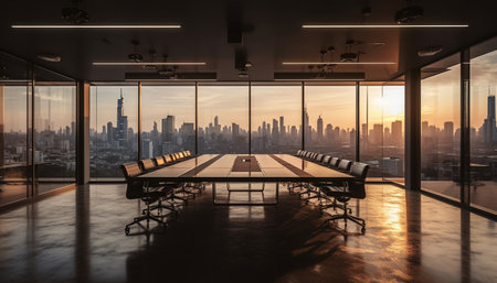 Luxury loft apartment with panoramic cityscape view generated by artificial intelligenceの素材