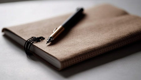 Blank page on desk, waiting for handwriting generated by artificial intelligenceの素材