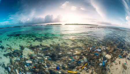 Transparent water reveals idyllic tropical fish adventure generated by artificial intelligenceの素材