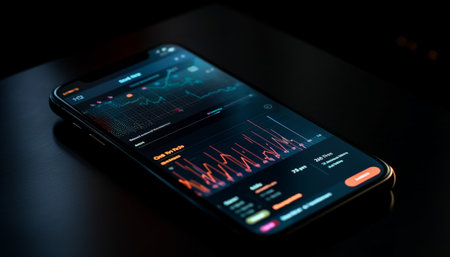 Digital display analyzing healthcare data for success generated by artificial intelligenceの素材