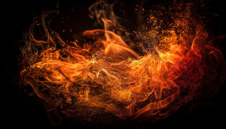 Glowing bonfire burning bright, fractal blaze pattern generated by artificial intelligenceの素材