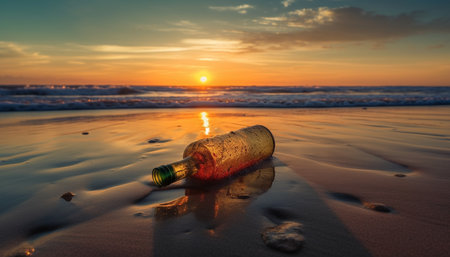 Message in a bottle, a sunset correspondence generated by artificial intelligenceの素材