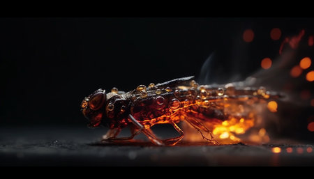 Small fly vibrant wing pattern in close up generated by artificial intelligenceの素材