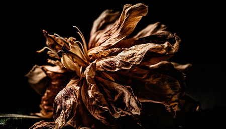 Organic plant growth, wilted leaves, autumn colors generated by artificial intelligenceの素材