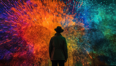 Burning flame glowing in the dark night generated by artificial intelligenceの素材