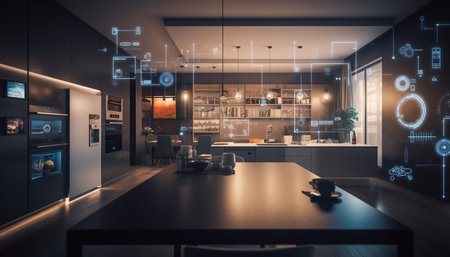 Luxury kitchen with modern appliances and decor generated by artificial intelligenceの素材