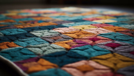 Woven wool rug adds elegance to living room generated by artificial intelligenceの素材