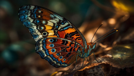 Butterfly wing, vibrant colors, natural beauty, elegance generated by artificial intelligenceの素材