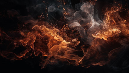 Glowing inferno igniting a chaotic fractal pattern generated by artificial intelligenceの素材