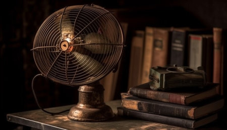 Rusty propeller turning on antique electric fan generated by artificial intelligenceの素材