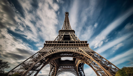 Majestic Eiffel Tower stands tall in Paris generated by artificial intelligenceの素材