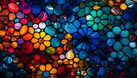 Brightly lit celebration, vibrant colors and glitter generated by artificial intelligenceの素材