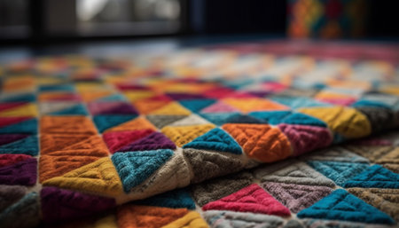 Vibrant colored wool rug adds modern elegance generated by artificial intelligenceの素材