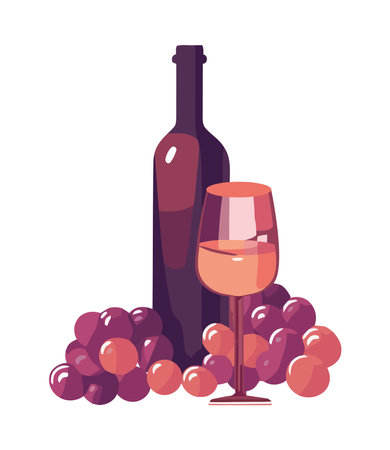 Gourmet celebration with wine and grapesのイラスト素材