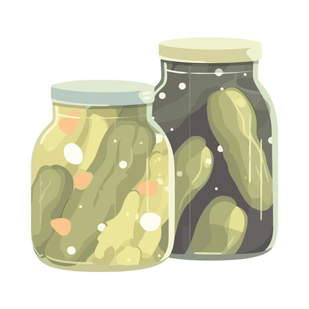 pickled cucumbers marinated vegetables in jarのイラスト素材