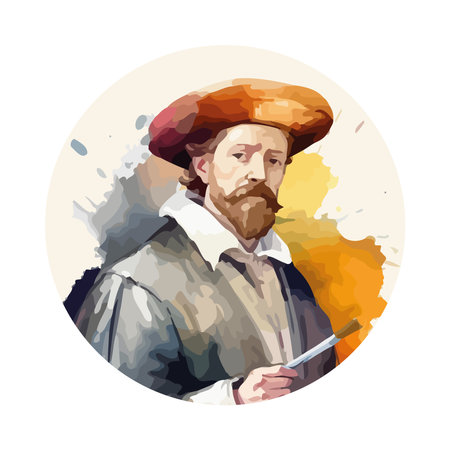 renaissance man with artistic paintbrushのイラスト素材