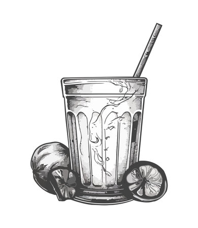 Fresh lemonade in a vintage glass jarのイラスト素材