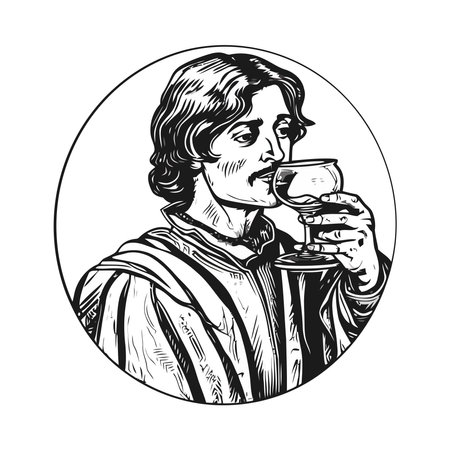 Smiling adult holding wine glasses in celebrationのイラスト素材