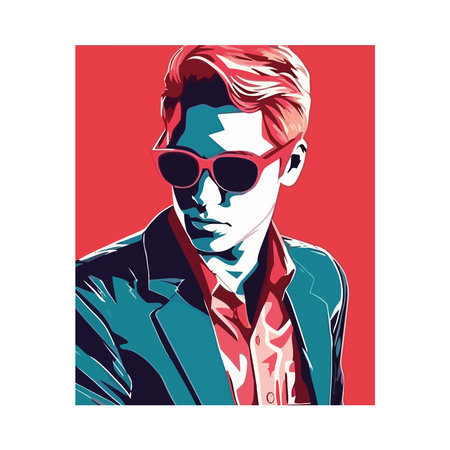 Confident man in suit and sunglasses vectorのイラスト素材