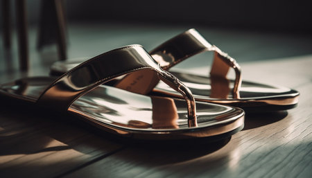 Shiny leather shoes, modern elegance for men generated by artificial intelligenceの素材