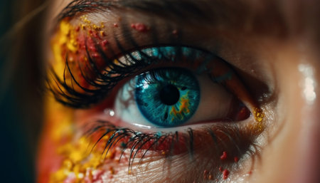 Caucasian woman green iris shines with elegance generated by artificial intelligenceの素材
