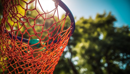 Playing basketball under the sunset golden light generated by artificial intelligenceの素材