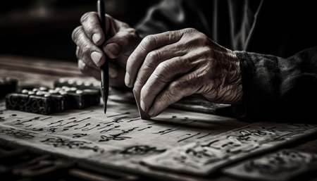 Expertise in Chinese calligraphy, an ancient art generated by artificial intelligenceの素材