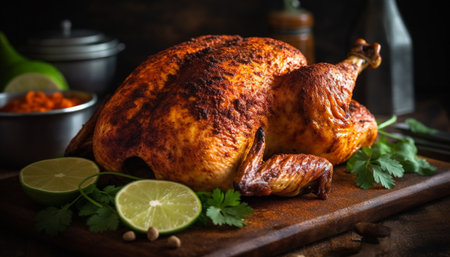 Homemade turkey meal cooked with fresh poultry generated by artificial intelligenceの素材