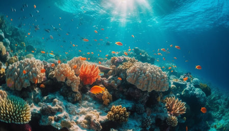 Swimming below, I see natural beauty underwater generated by artificial intelligenceの素材