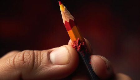 Human hand holding sharp pencil for drawing generated by artificial intelligenceの素材