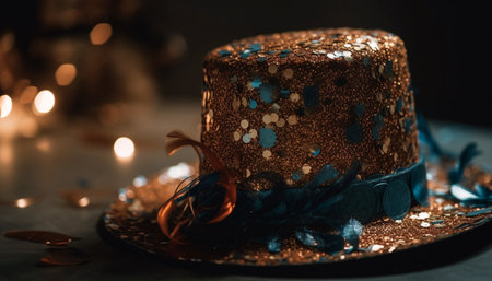 Gourmet chocolate dessert decoration on ornate table generated by artificial intelligenceの素材