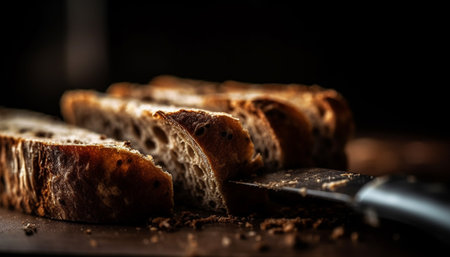 Freshly baked whole wheat baguette, ready to eat generated by artificial intelligenceの素材