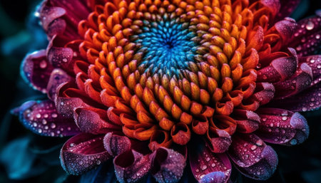 Vibrant purple gerbera daisy, wet with dew generated by artificial intelligenceの素材
