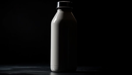 Fresh milk in glass bottle, label clean generated by artificial intelligenceの素材