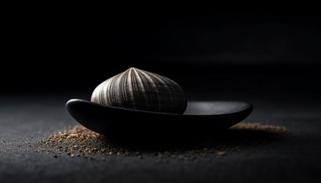 Organic pebble bowl holds fresh water still life generated by artificial intelligenceの素材