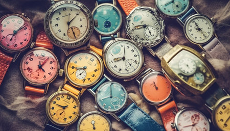 Old fashioned clock collection, accuracy and elegance combined generated by artificial intelligenceの素材