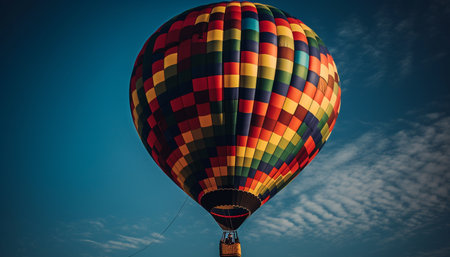 Men enjoy extreme sport, hot air balloon adventure generated by artificial intelligenceの素材