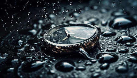 Antique pocket watch reflects wet metallic success generated by artificial intelligenceの素材