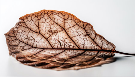 Vibrant leaf vein pattern in autumn forest generated by artificial intelligenceの素材