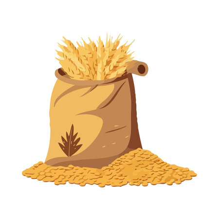 Organic wheat flour sack, full of healthy mealのイラスト素材