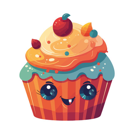 Cute cupcake bring happinessのイラスト素材