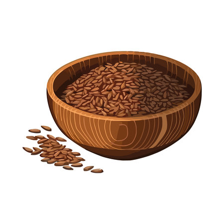 Organic cereal plant seed heap on wood plateのイラスト素材
