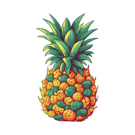 Ripe pineapple, fresh and healthy snackのイラスト素材
